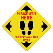 SIGNMISSION Please Wait Here Yellow Non-Slip Floor Graphic, 16in Vinyl, 6PK, 16 in L, 16 in H, 2-X-16-6PK-9999 FD-2-X-16-6PK-9999